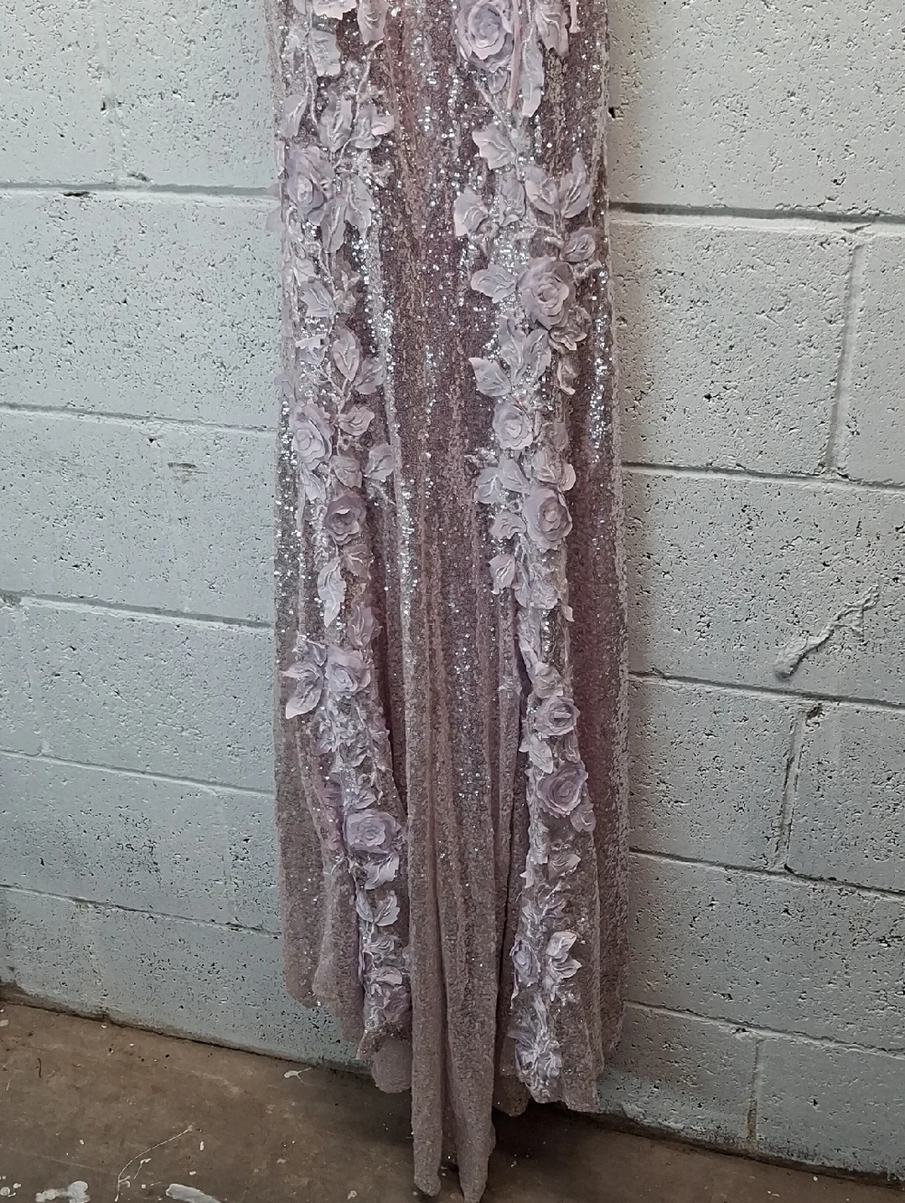 NWOT Jovani Sequin Floral Appliqué Gown in Light Pink - Picture 12 of 13